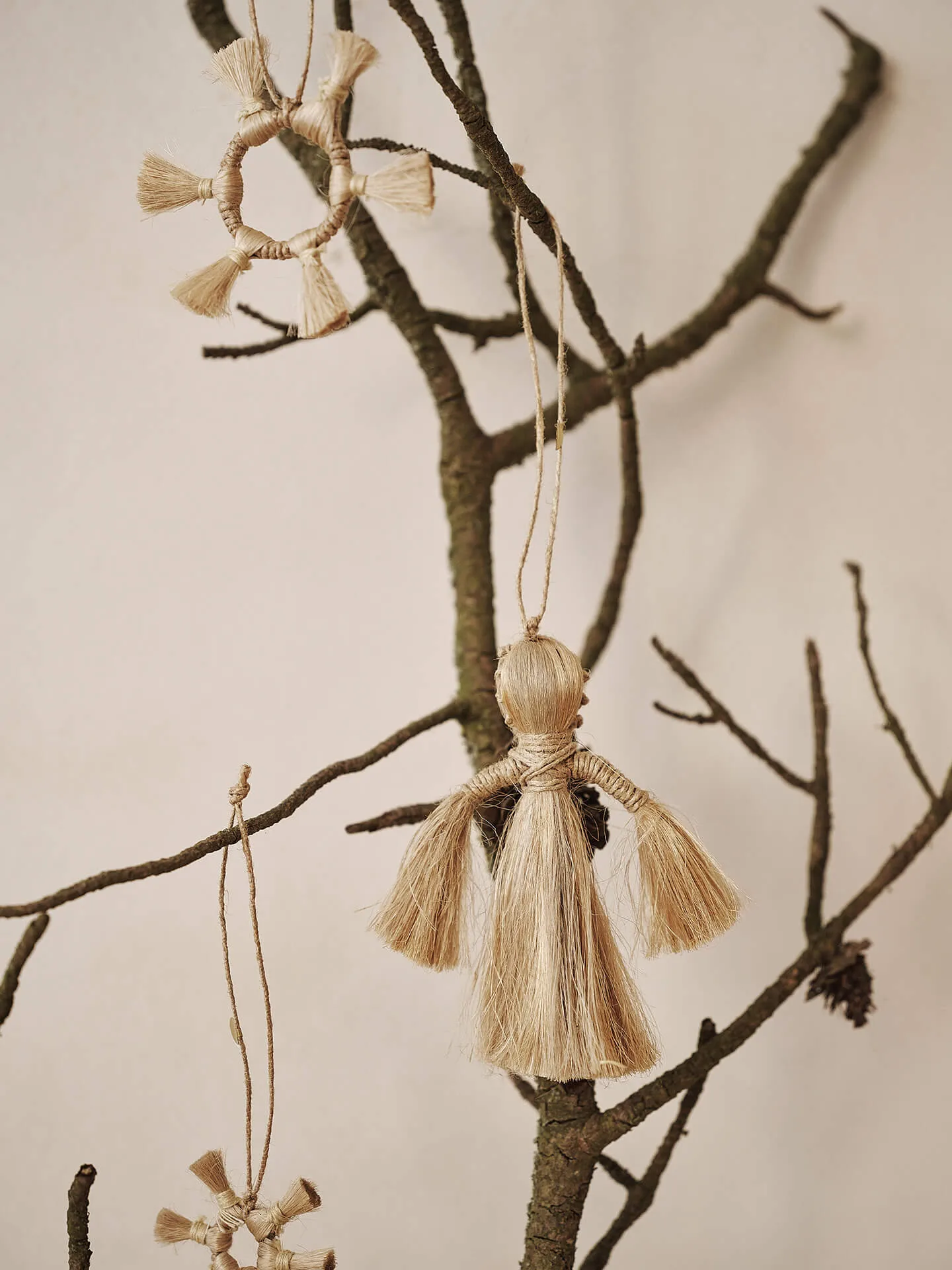 Ferm Living Jute Stars julgranshänge 3 delar, Natural Ferm Living