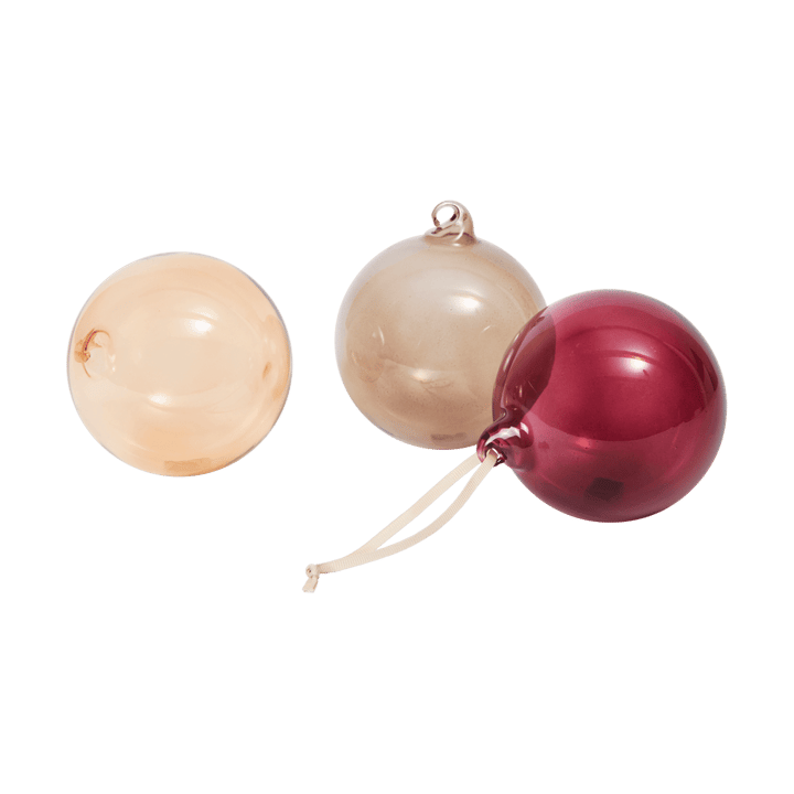 Glass bauble julkulor L Ø10 cm 3 delar - Roseate Translucent - Ferm Living