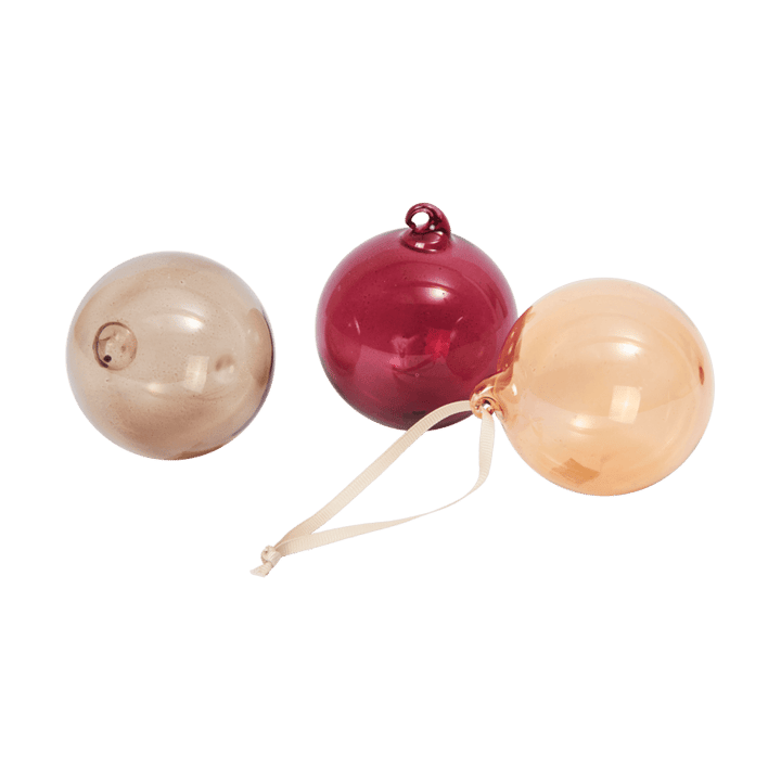 Glass bauble julkulor M Ø8 cm 3 delar - Roseate Translucent - Ferm Living