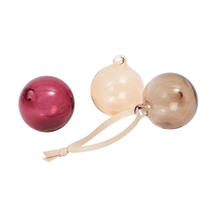 Glass bauble julkulor S Ø4 cm 3 delar - Roseate Translucent - Ferm Living