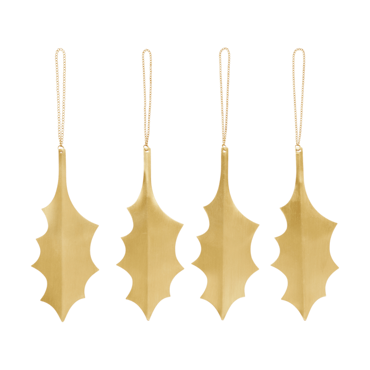 Holly leaf dekorationshänge 13,5 cm 4-pack - Brass - Ferm Living