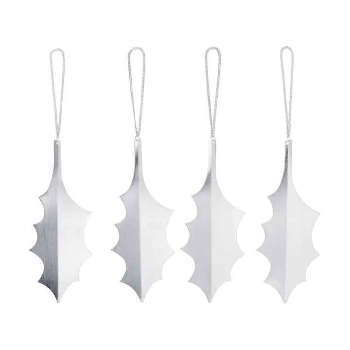 Holly leaf dekorationshänge 13,5 cm 4-pack - Silver - Ferm Living