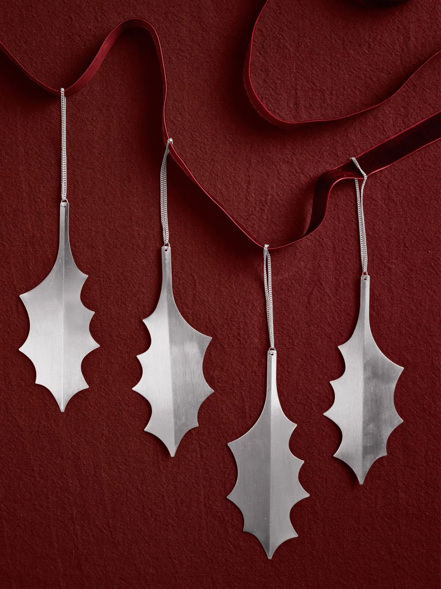 Holly leaf dekorationshänge 13,5 cm 4-pack, Silver Ferm Living
