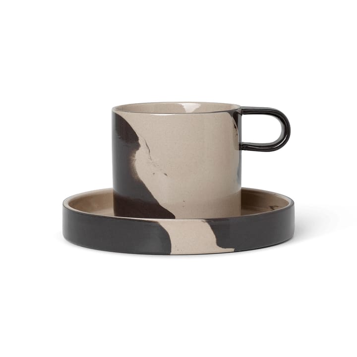 Inlay kopp med fat - Sand-brown - ferm LIVING