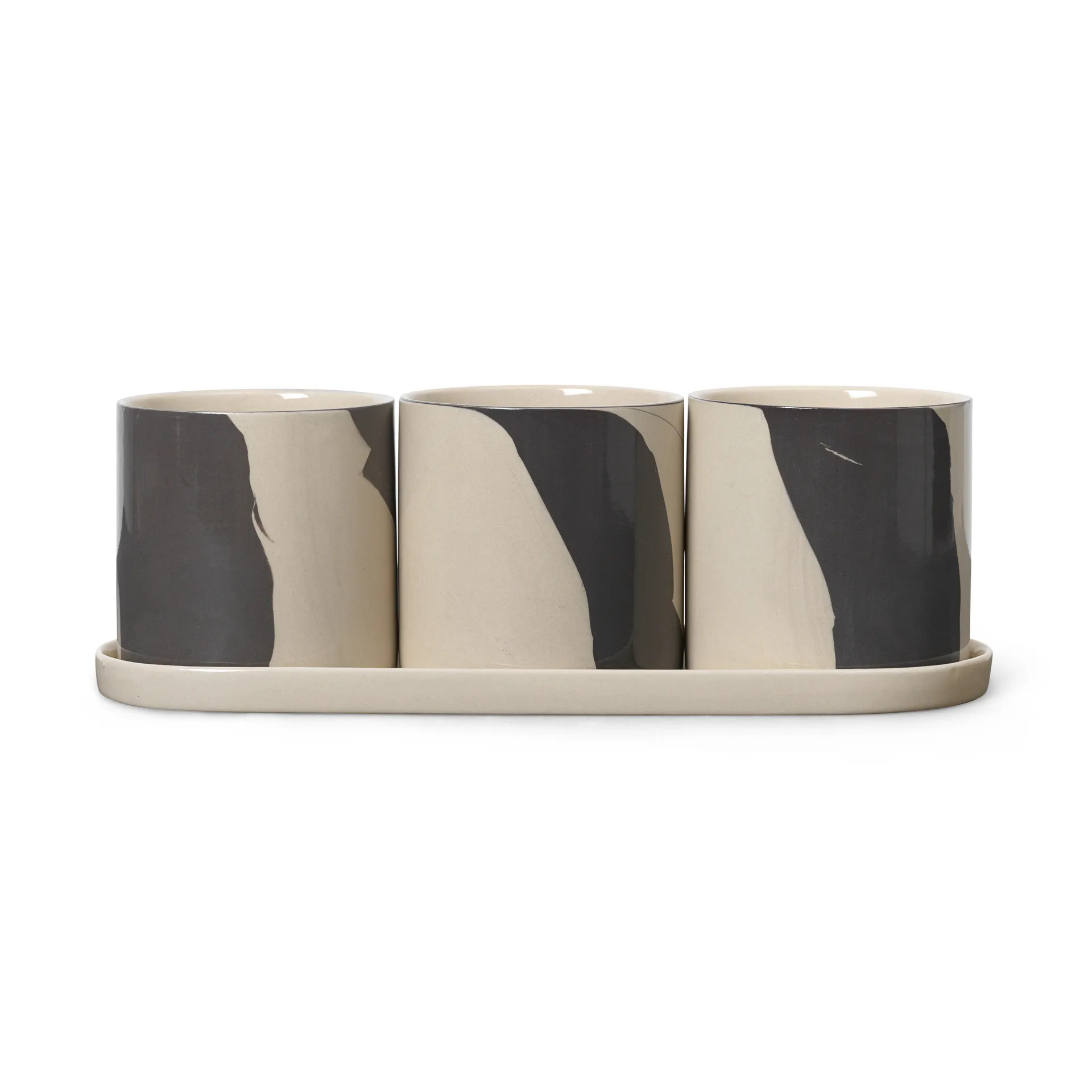 Inlay örtkruka med fat 4 delar, Sand-brown Ferm Living