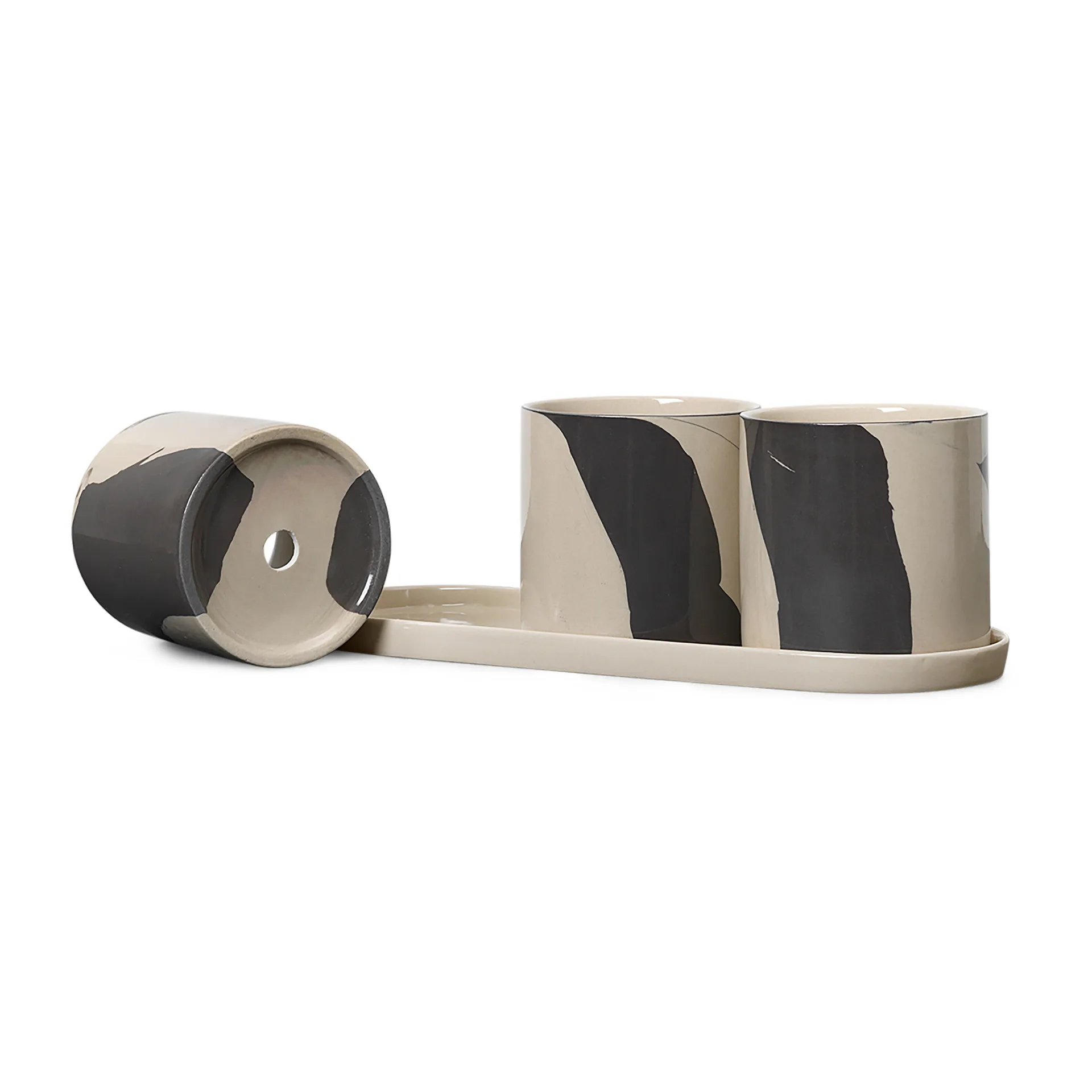 Inlay örtkruka med fat 4 delar, Sand-brown Ferm Living