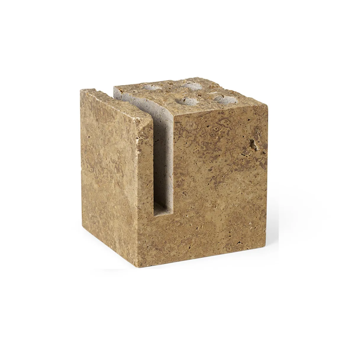 ferm LIVING Klint pennhållare 9x9 cm Beige travertin
