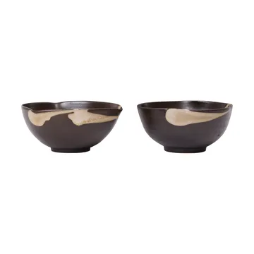 Koyo skål 2-pack - Dark brown-buff, Ø11,5x6 cm - Ferm Living