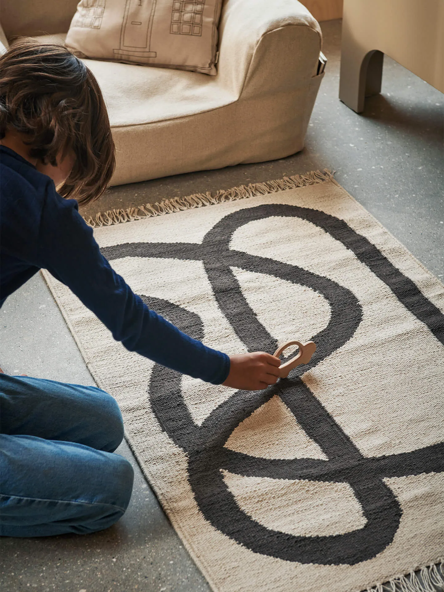 Lane matta 70x105 cm, Off-white-Chocolate Ferm Living