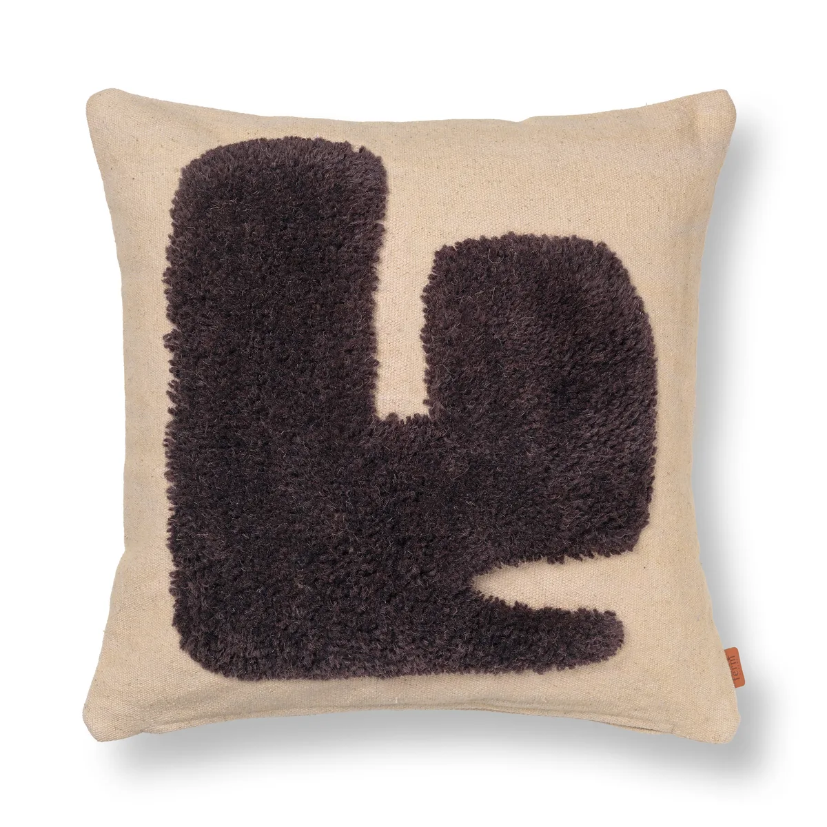 ferm LIVING Lay kudde 50x50 cm Sand / Dark Brown