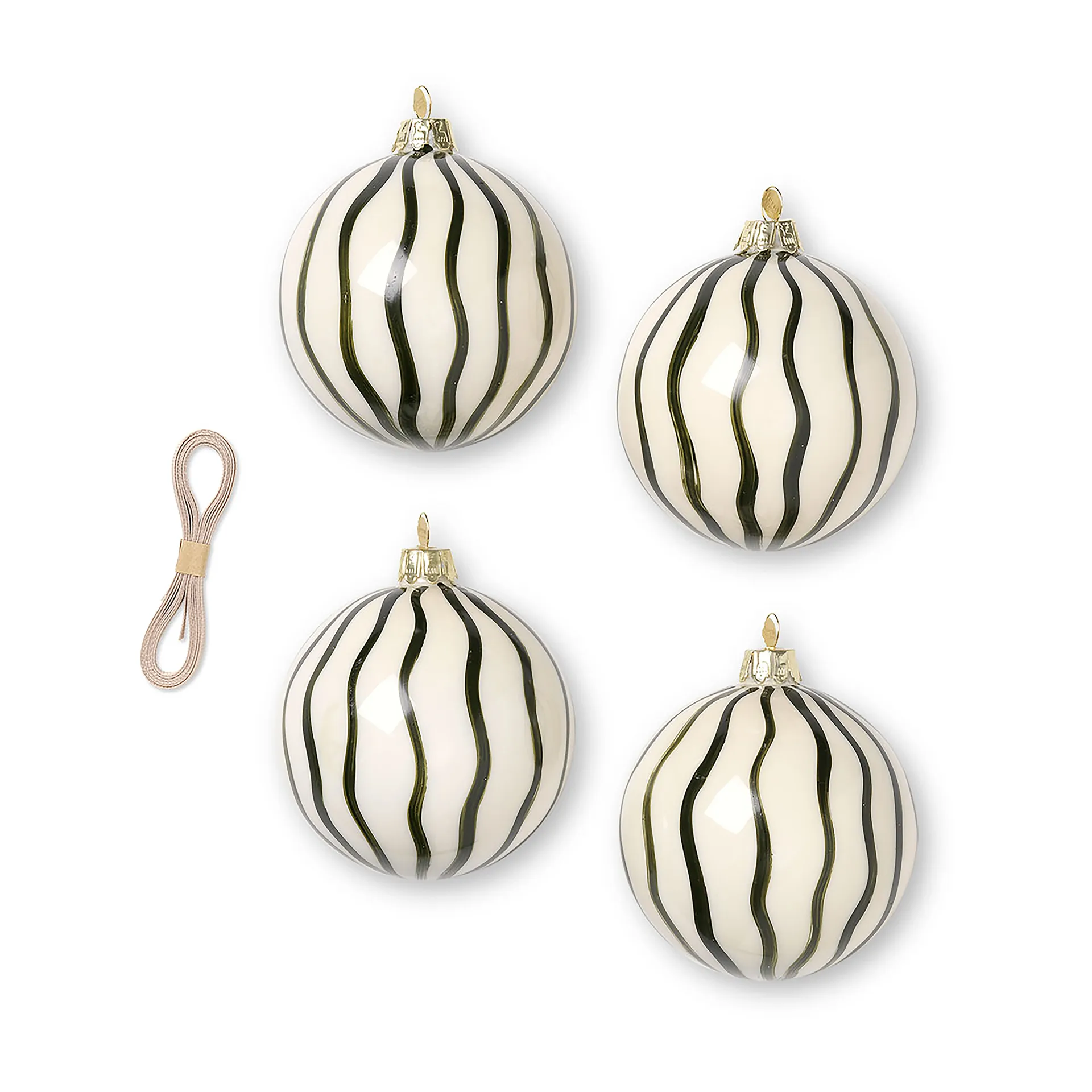 Lines julkulor Ø8 cm 4-pack, Grön Ferm Living