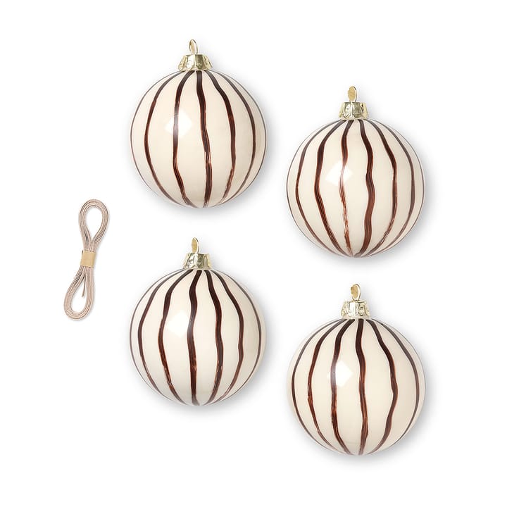 Lines julkulor Ø8 cm 4-pack, Röd-brun Ferm Living