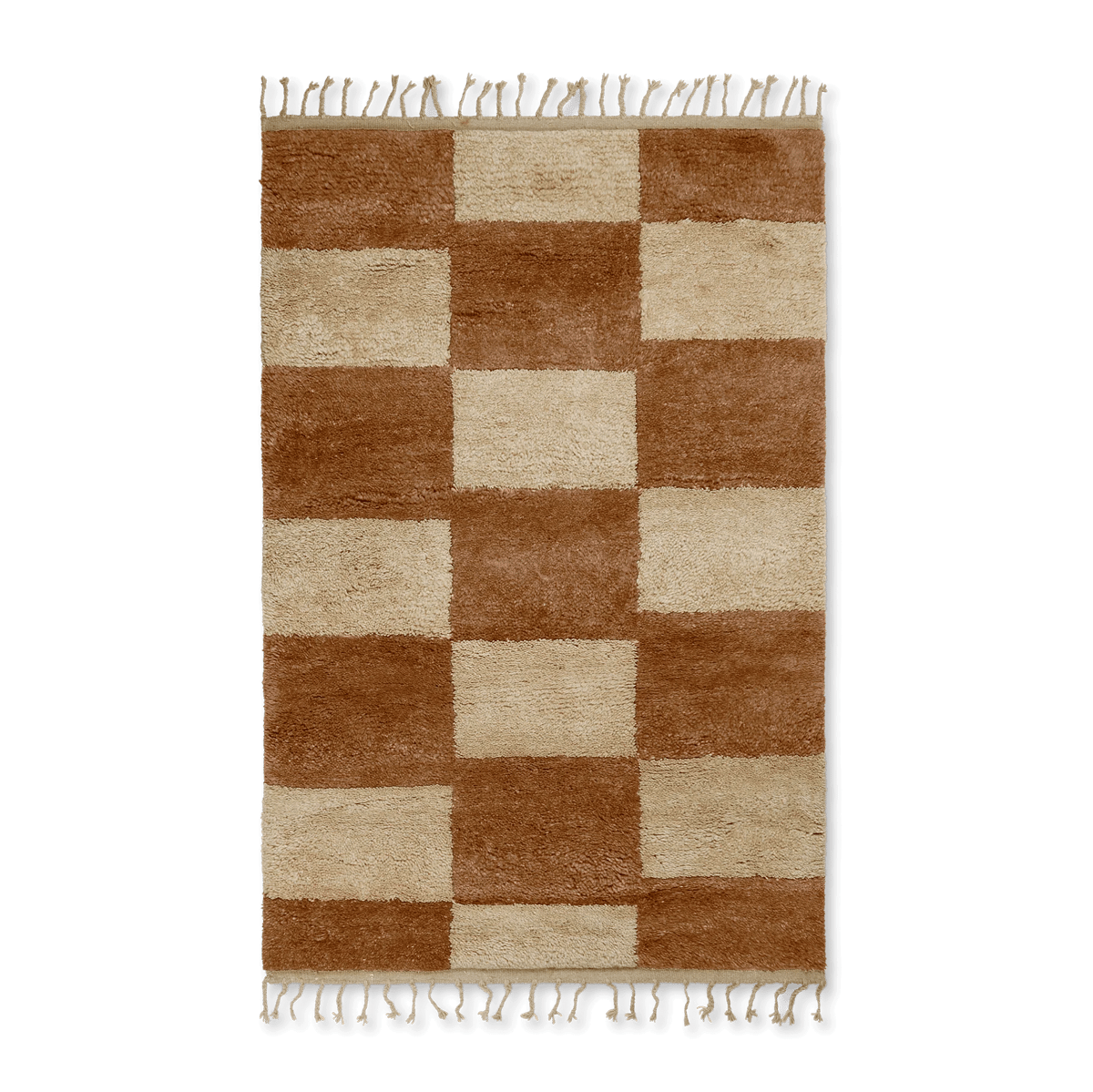 Ferm Living Mara handknuten matta 120x180 cm Dark Brick-off-white