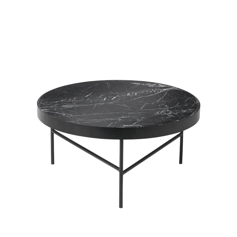 Marble Table soffbord, marmor svart, large, svart stativ Ferm Living