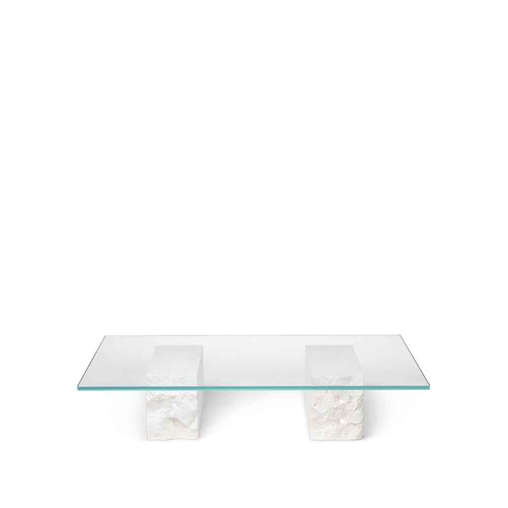 Ferm Living Mineral soffbord glas, bas i marmor | Skandinavisk Design | Soffbord | Transparent