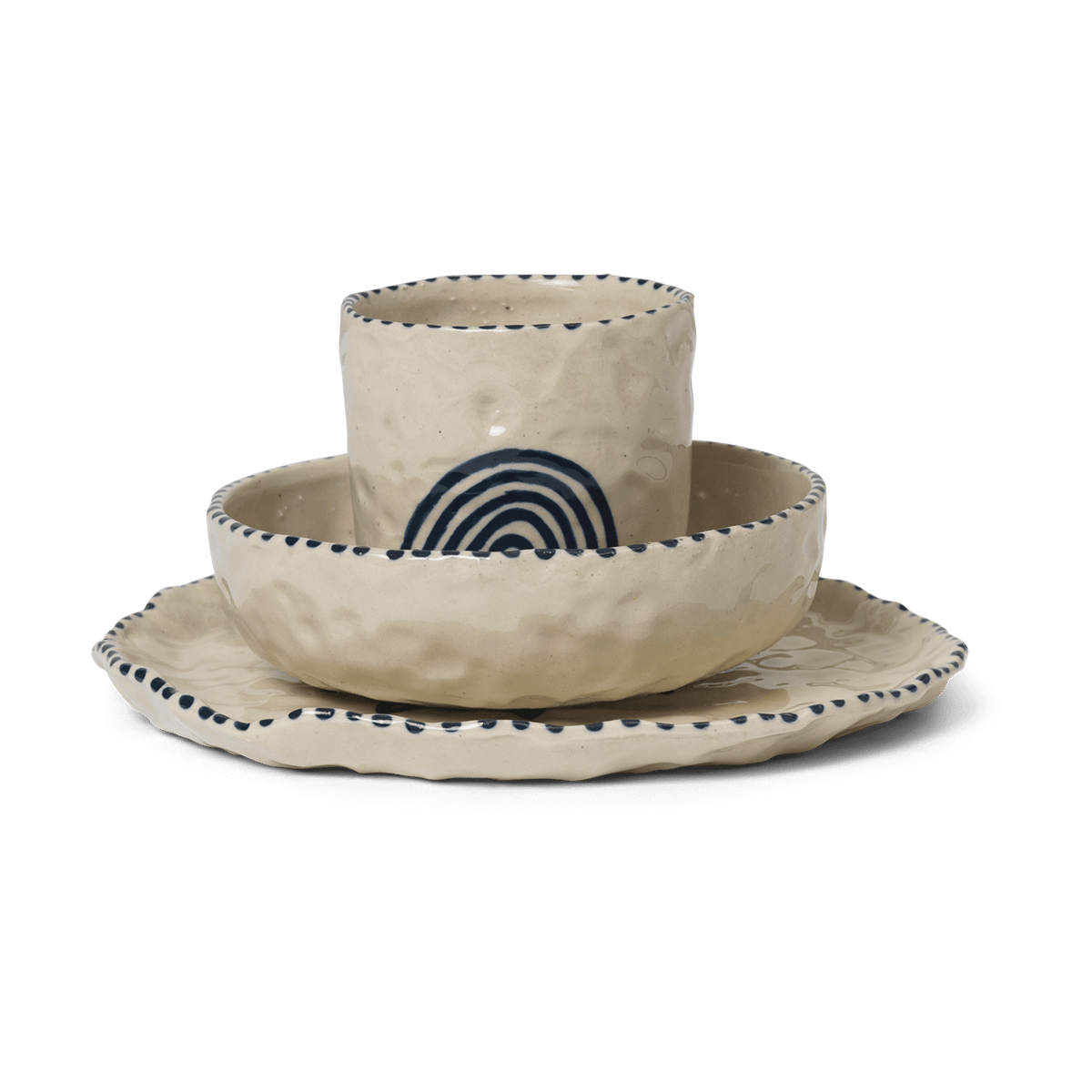 Ferm Living Naive barnservis 3 delar Deep blue | Skandinavisk Design | Serviser & Startset | Beige