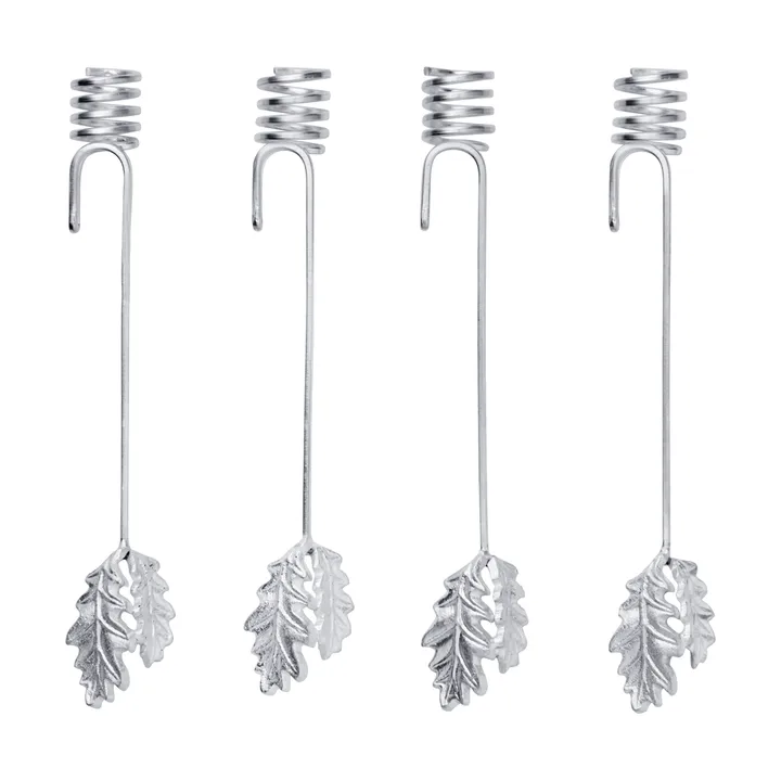 Oak leaf christmas tree ljusstake 4-pack - Silver - Ferm Living