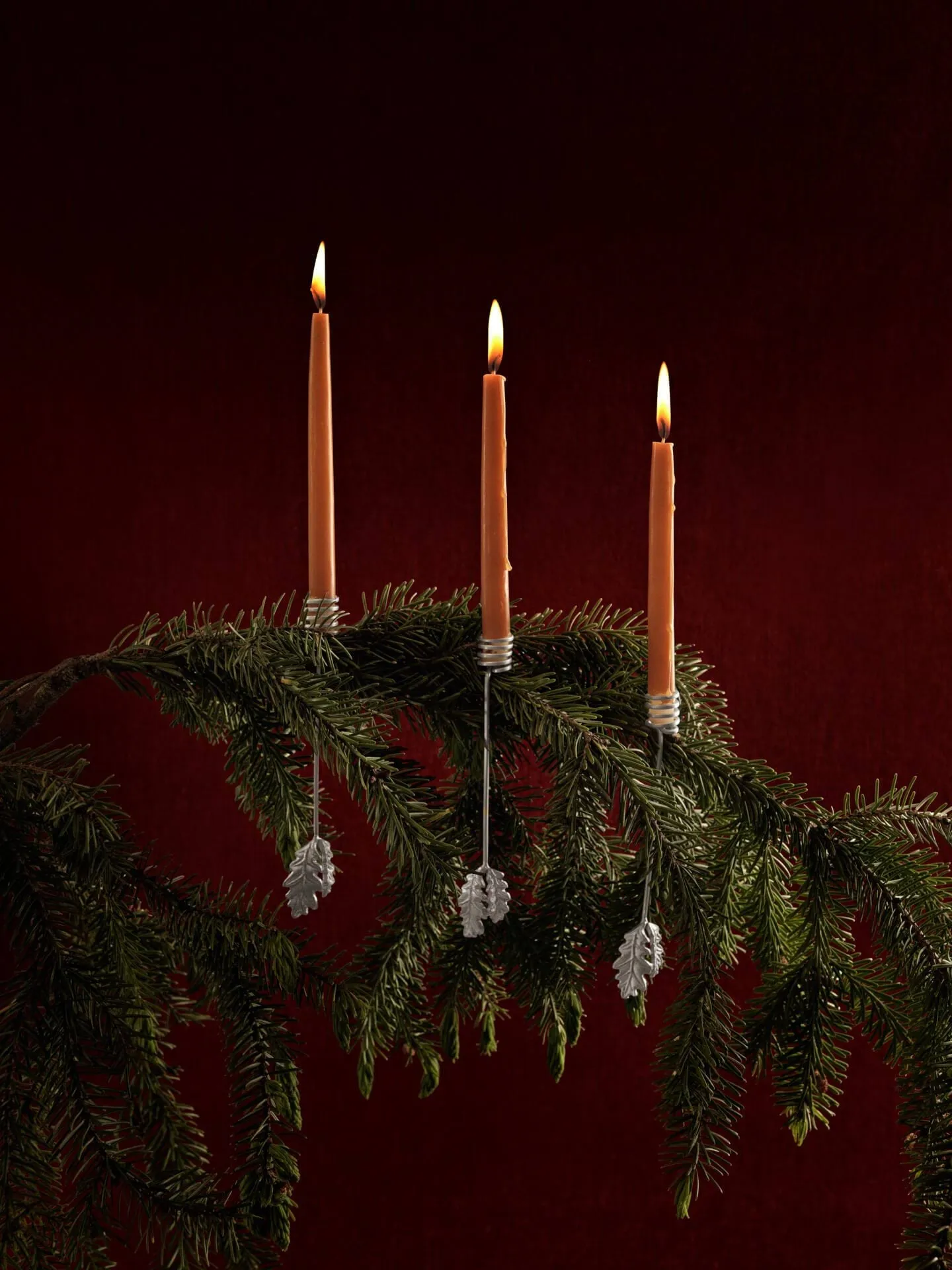 Oak leaf christmas tree ljusstake 4-pack, Silver Ferm Living
