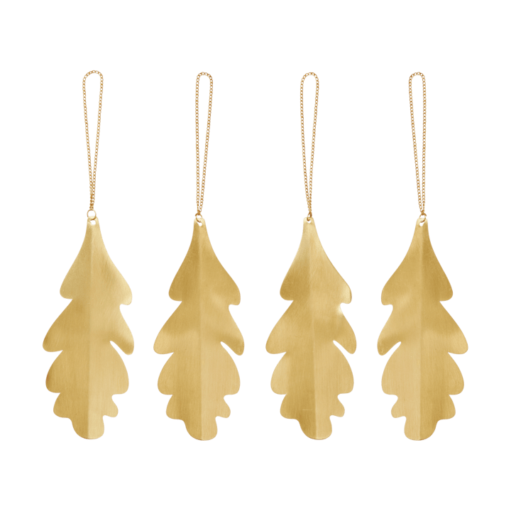Oak leaf dekorationshängen 13,5 cm 4 pack - Brass - Ferm Living