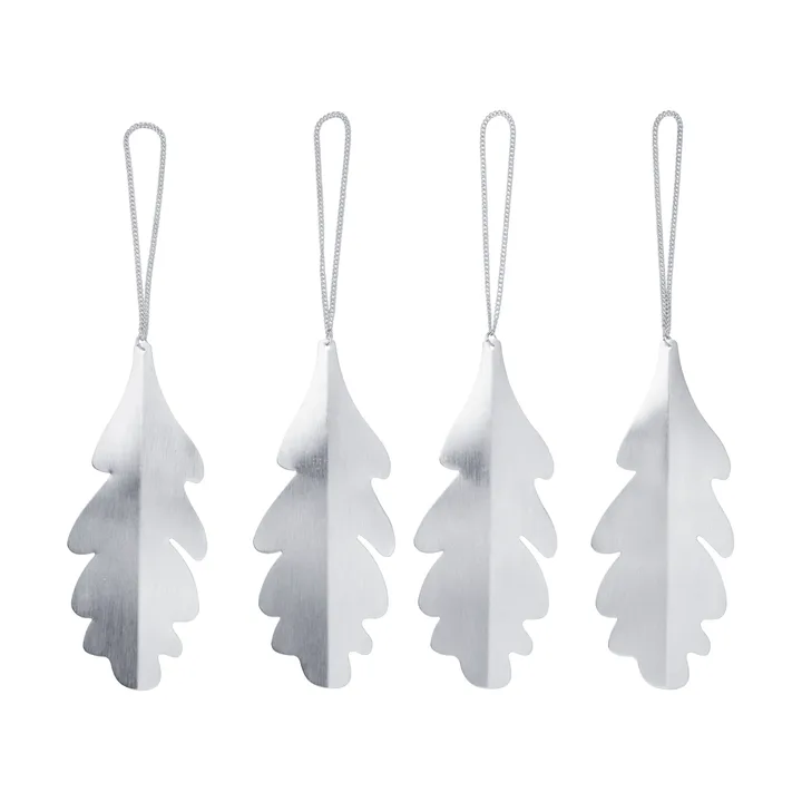 Oak leaf dekorationshängen 13,5 cm 4 pack - Silver - Ferm Living