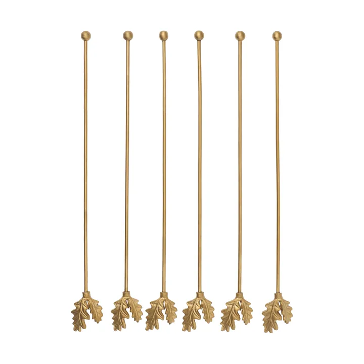 Oak Leaf drinkpinnar 6-pack - Mässing - Ferm Living