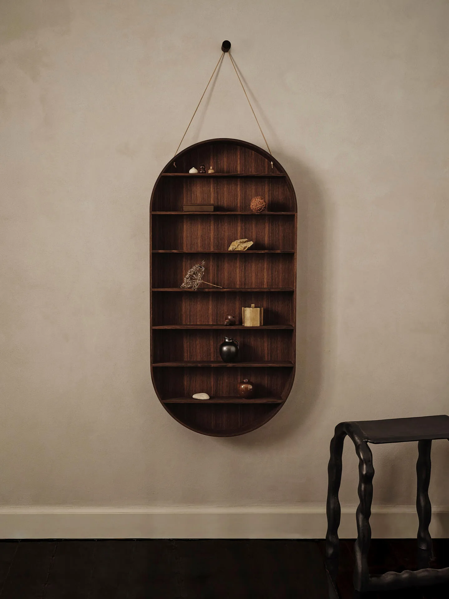 Oval Dorm hylla, Smoked oak Ferm Living