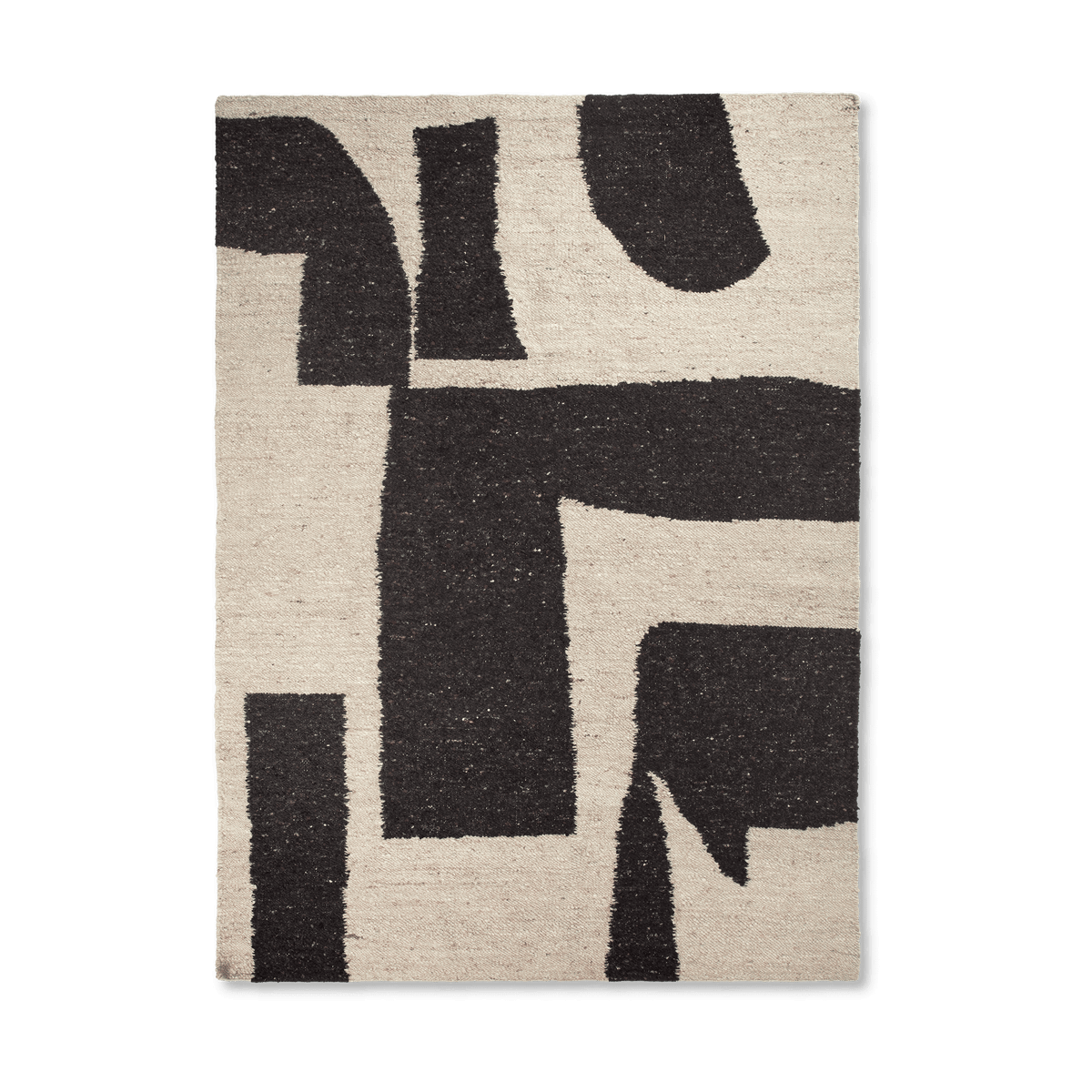 Ferm Living Piece ullmatta Off-white-Coffee, 200x300 cm