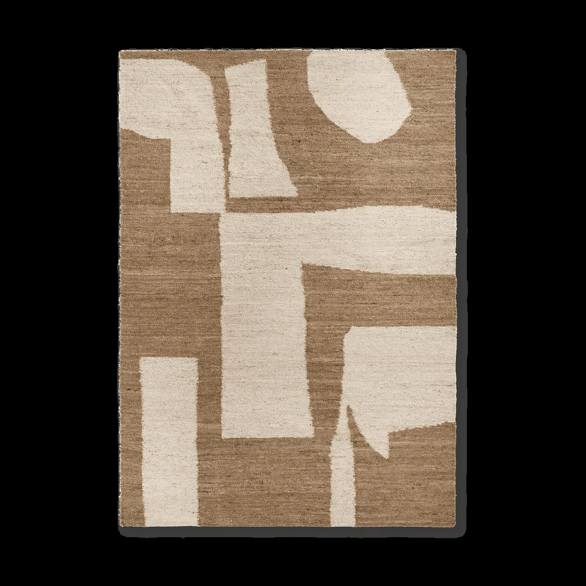 ferm LIVING Piece ullmatta Off-white-Toffee, 200x300 cm