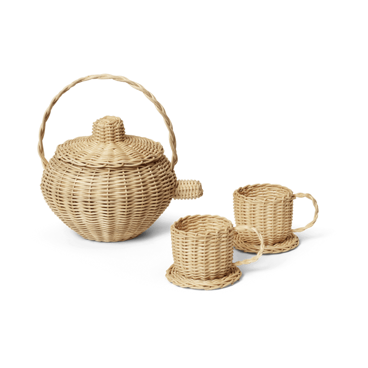 Rattan teservis 3 delar - Natural - ferm LIVING