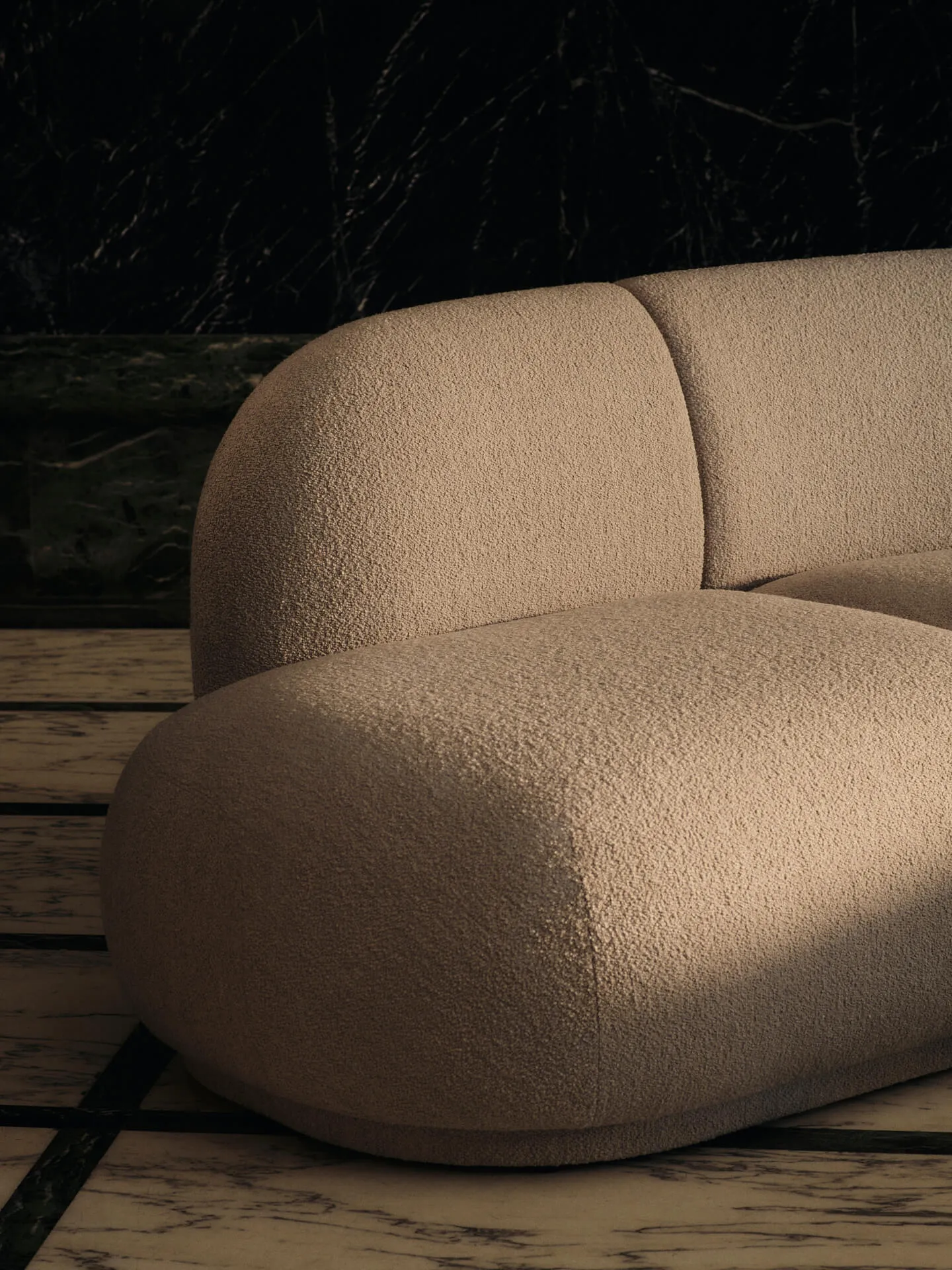 Rico open soffmodul L, Soft bouclé-natural Ferm Living