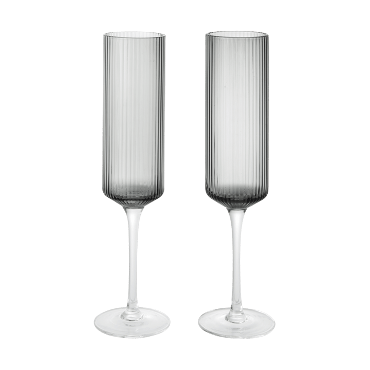 Ripple Champagne flutes champagneglas 15 cl 2-pack - Smoked Grey - Ferm Living