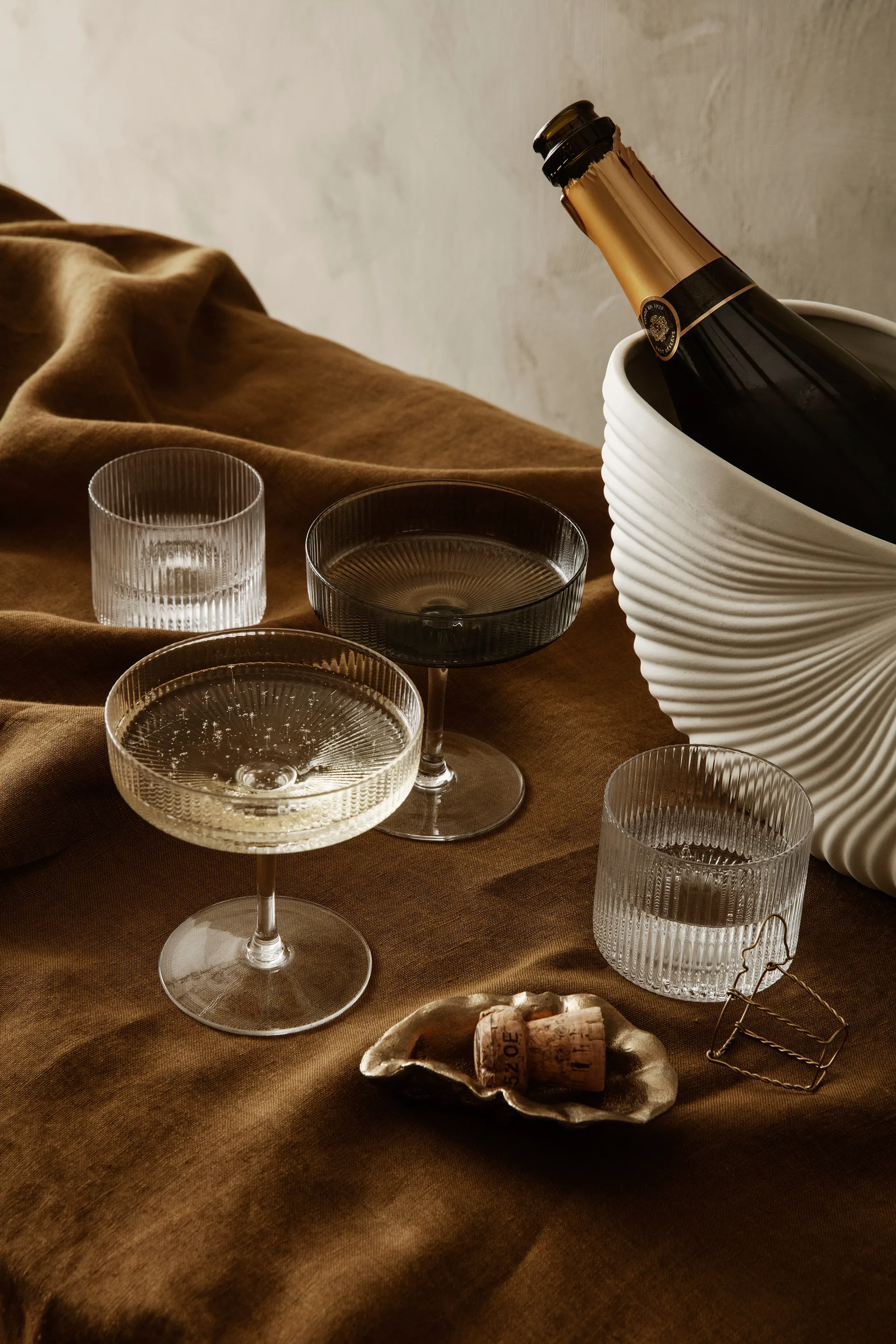 Ripple champagneglas 2-pack, klar Ferm Living