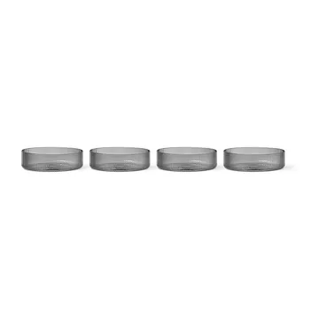 Ripple frukostskål 4-pack - smoked grey - Ferm Living
