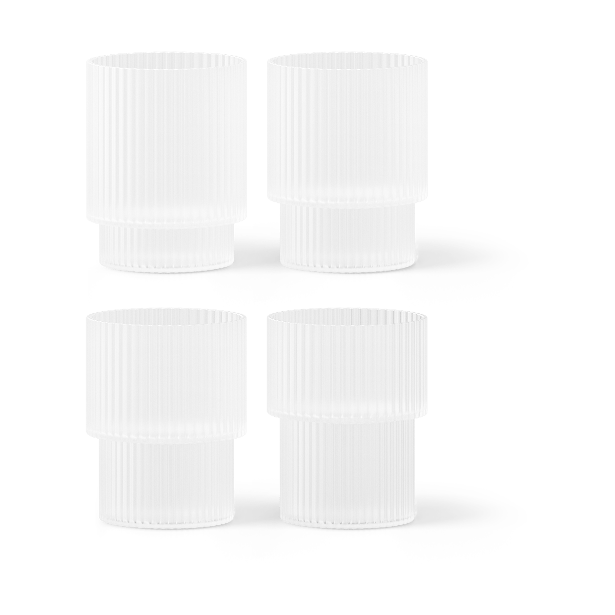 Ferm Living Ripple glas 4-pack Frosted | Skandinavisk Design | Dricksglas | Vit