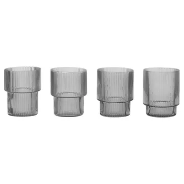 Ripple glas 4-pack - Smoked grey - Ferm Living