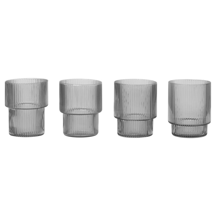 Ripple glas 4-pack - Smoked grey - ferm LIVING