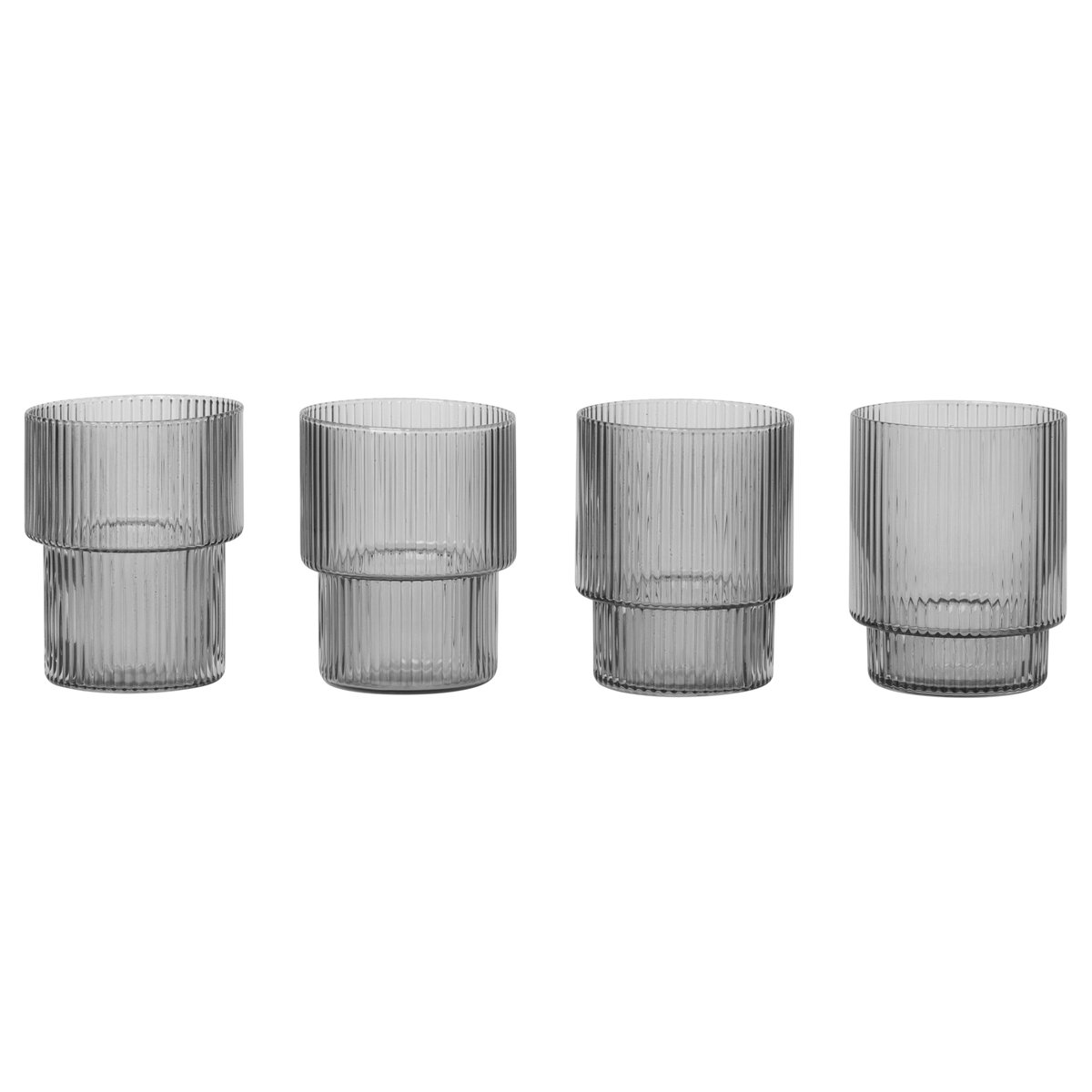 Ferm Living Ripple glas 4-pack grey | Skandinavisk Design | Dricksglas | Grå