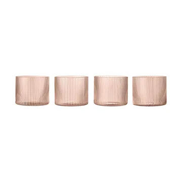 Ripple glas lågt 4-pack - Blush - Ferm Living