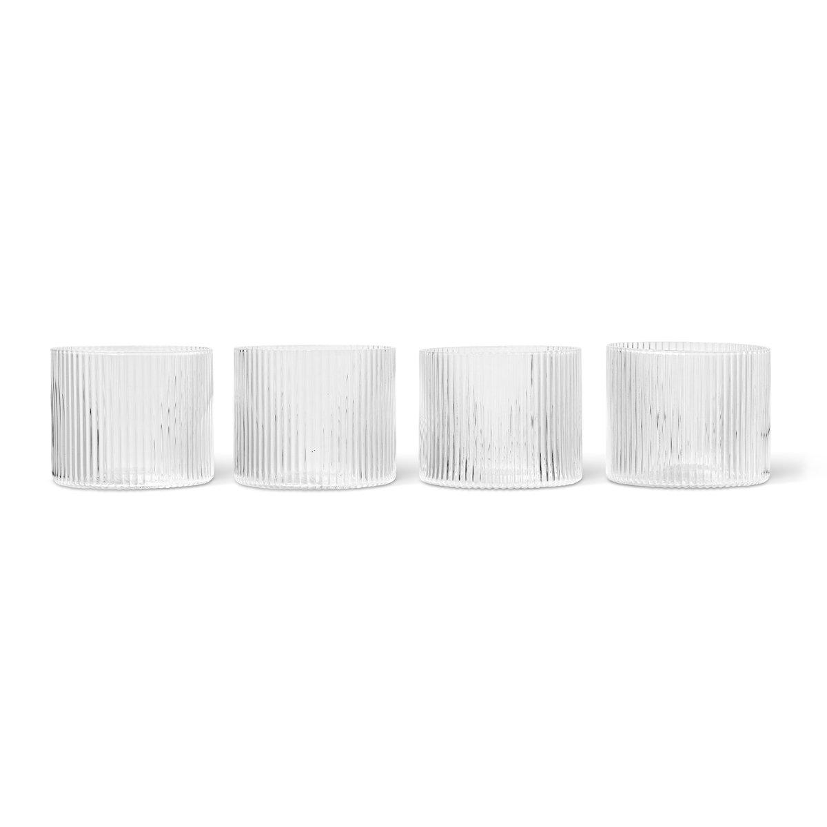Ferm Living Ripple glas lågt 4-pack Clear | Skandinavisk Design | Dricksglas | Transparent