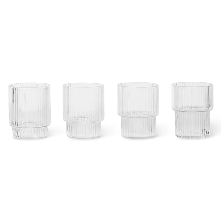 Ferm Living Ripple glas small 6 cl 4-pack Klar | Skandinavisk Design | Espressokoppar | Transparent