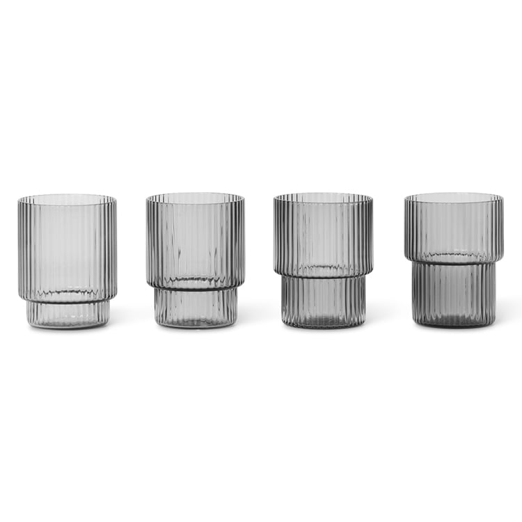 Ferm Living Ripple glas small 6 cl 4-pack grey | Skandinavisk Design | Espressokoppar | Grå