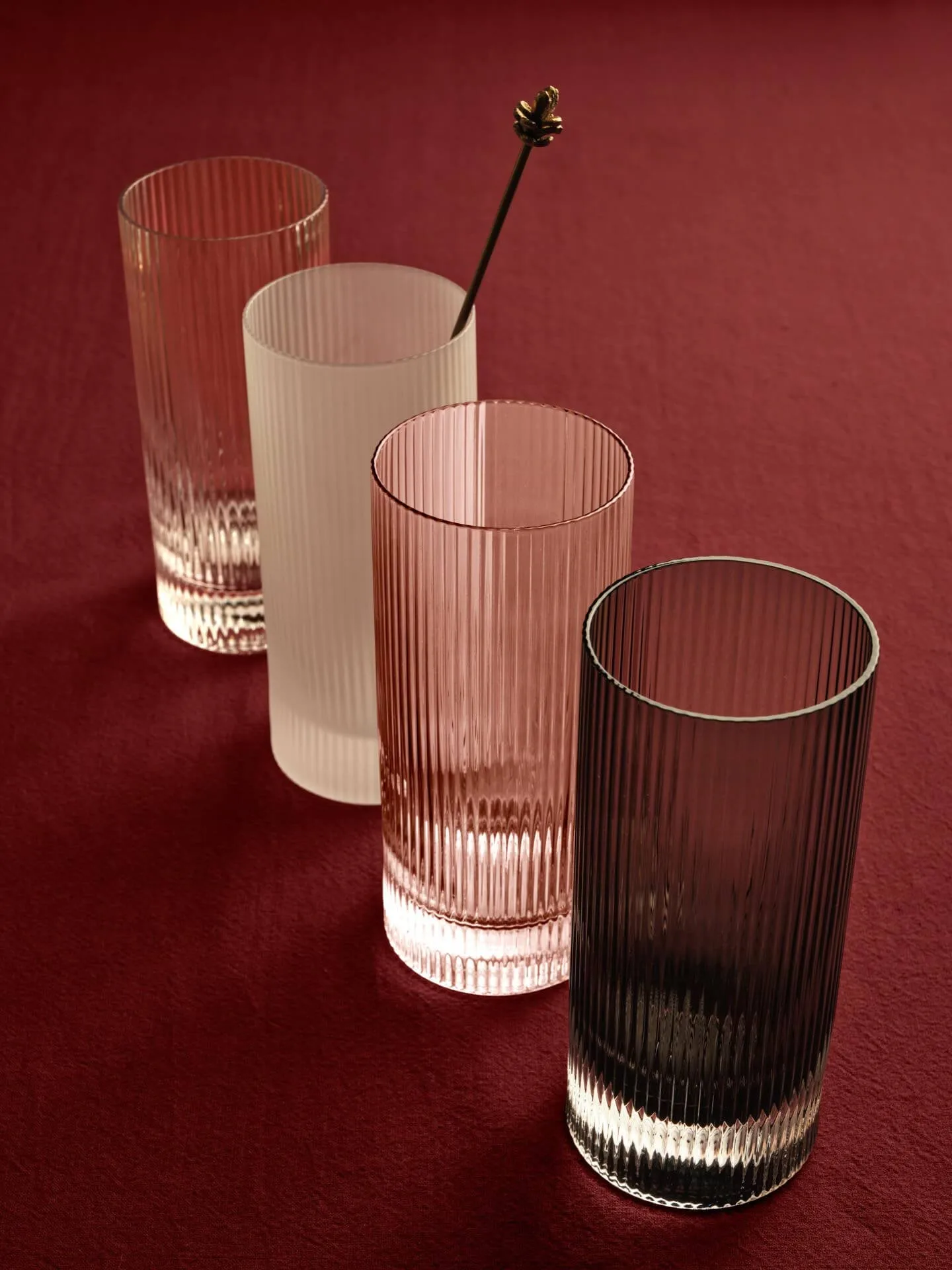 Ripple Highball glas 48 cl 2-pack, Blush Ferm Living