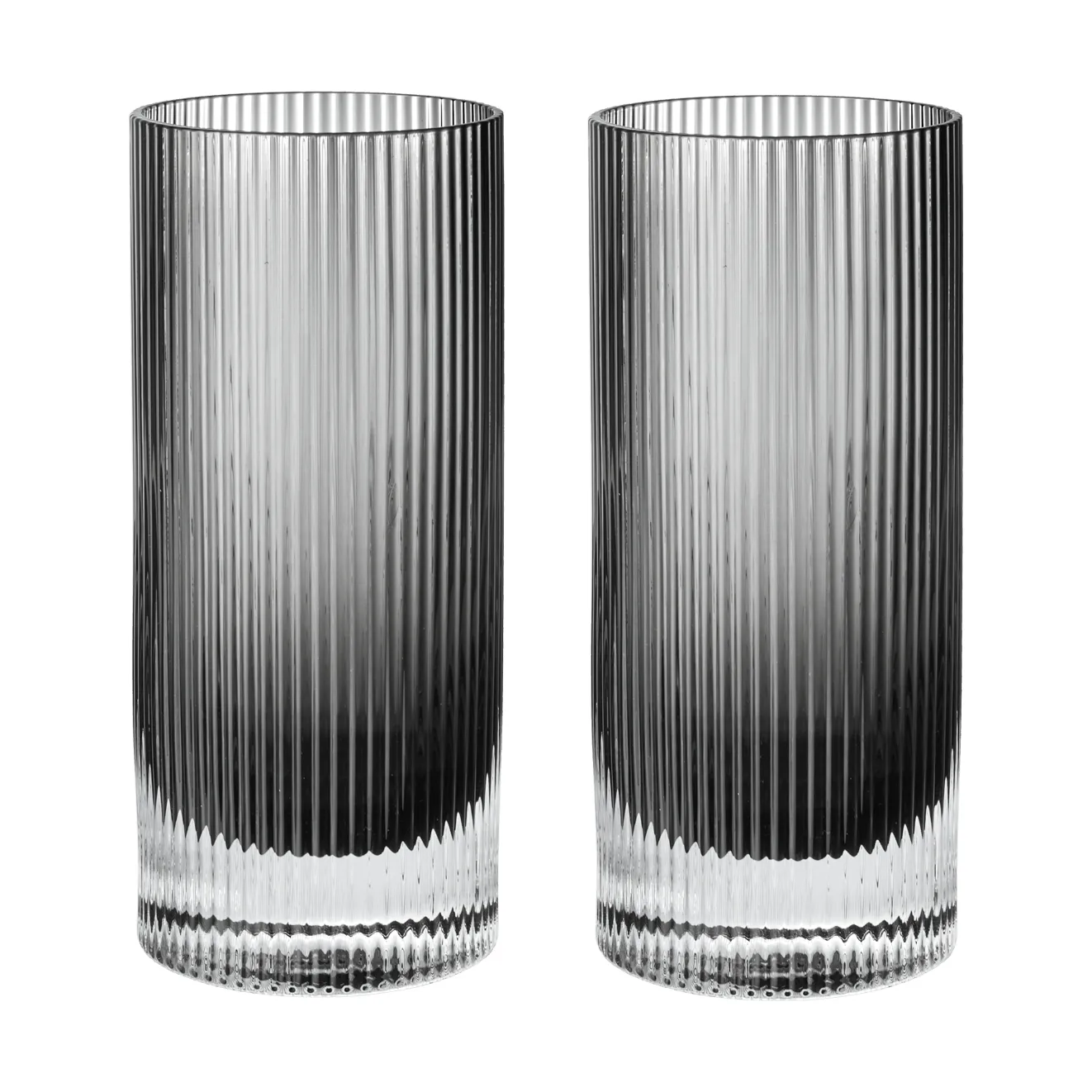 Ripple Highball glas 48 cl 2-pack, Smoked grey Ferm Living