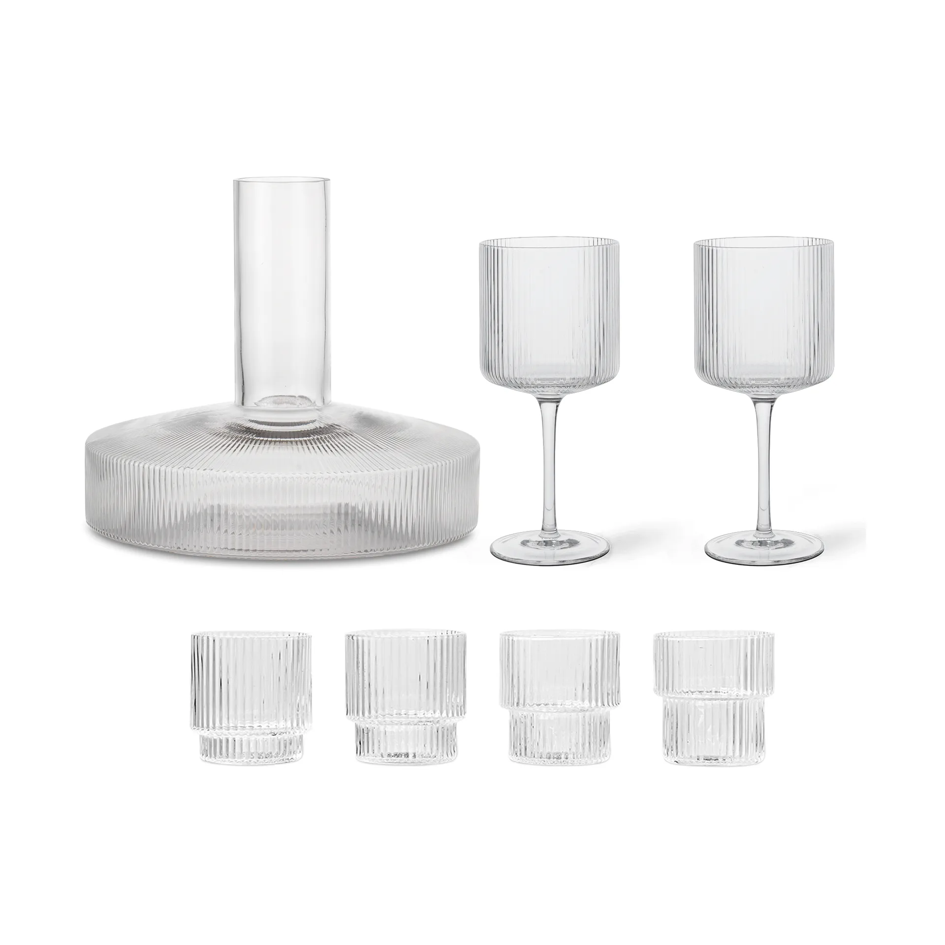 Ripple karaff och glasset 17 delar - Klar,  Ferm Living
