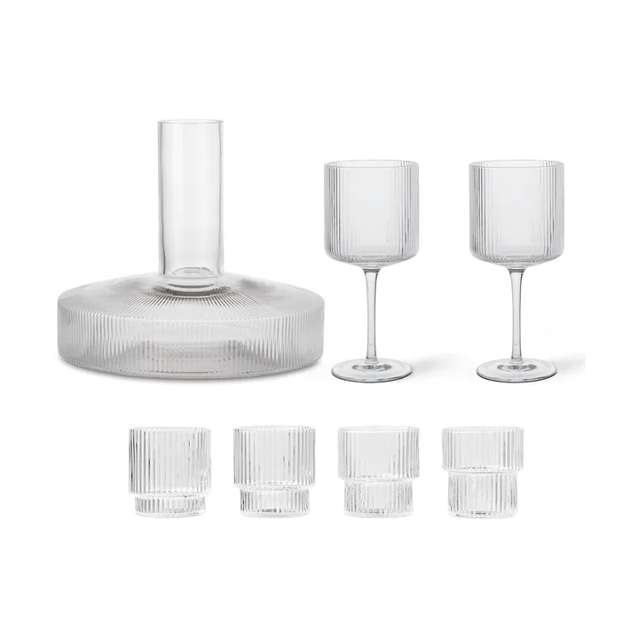 Ripple karaff och glasset 17 delar - Klar - undefined - Ferm Living