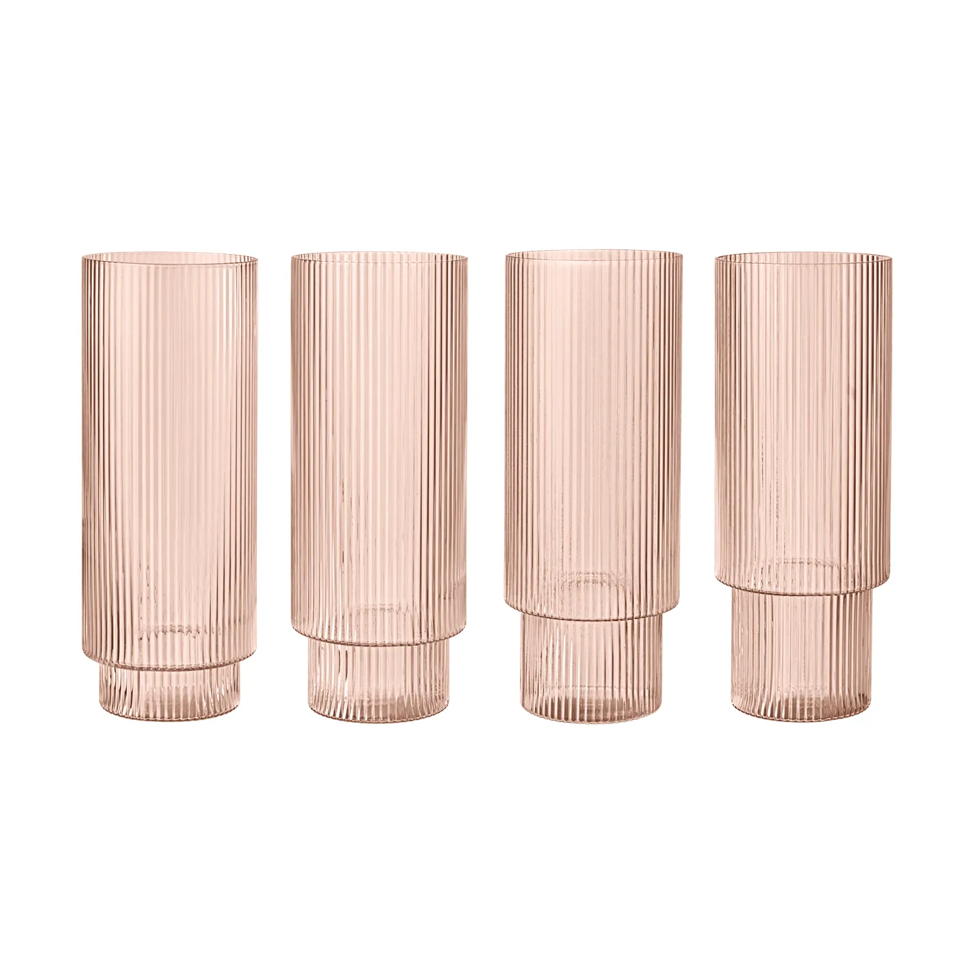 Ripple long drink glas 4-pack, Blush Ferm Living