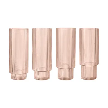 Ripple long drink glas 4-pack - Blush - Ferm Living