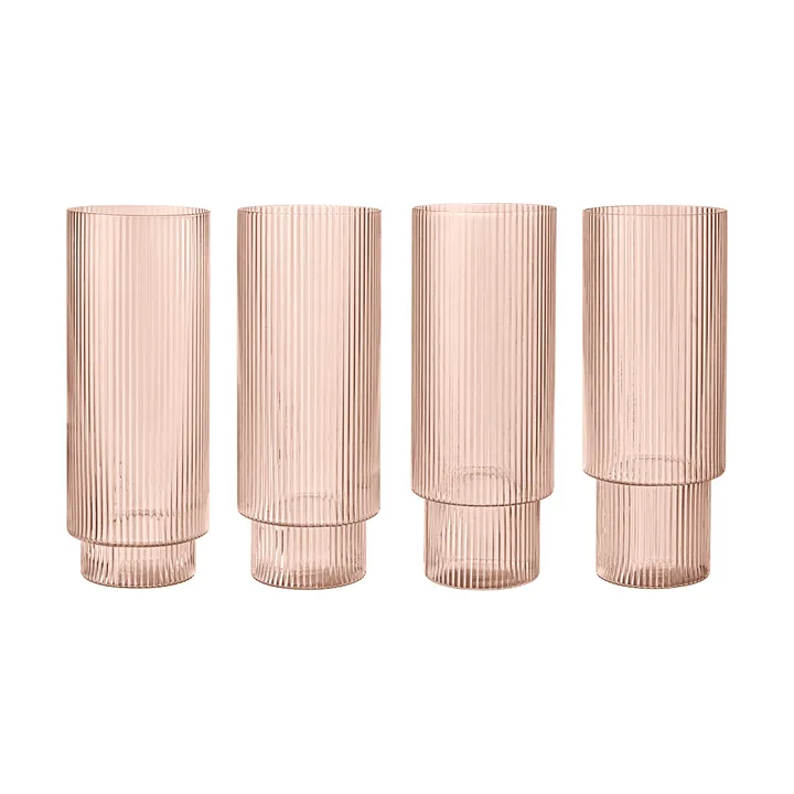 Ripple long drink glas 4-pack - Blush - Ferm Living