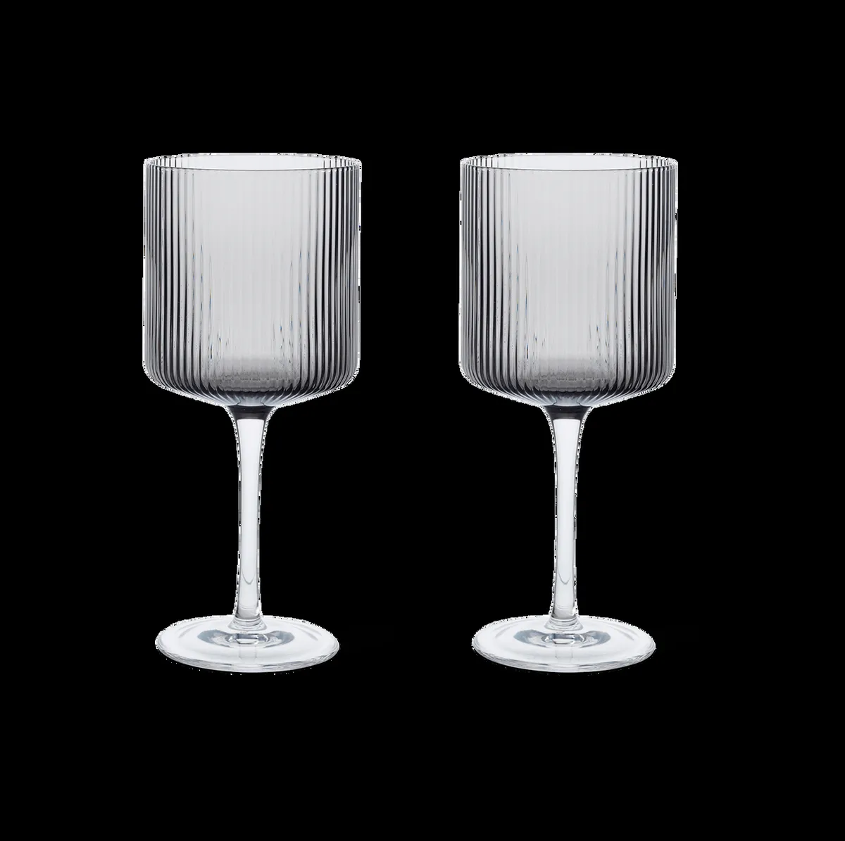 ferm LIVING Ripple rödvinsglas 32,5 cl 2-pack Smoked grey