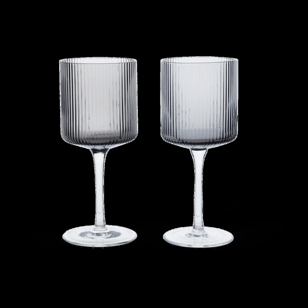 ferm LIVING Ripple vitvinsglas 26 cl 2-pack Smoked grey